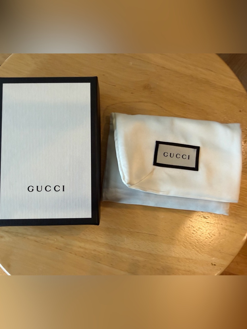 Gucci White Accessory Pouch with Black Logo Trim and Gift Box